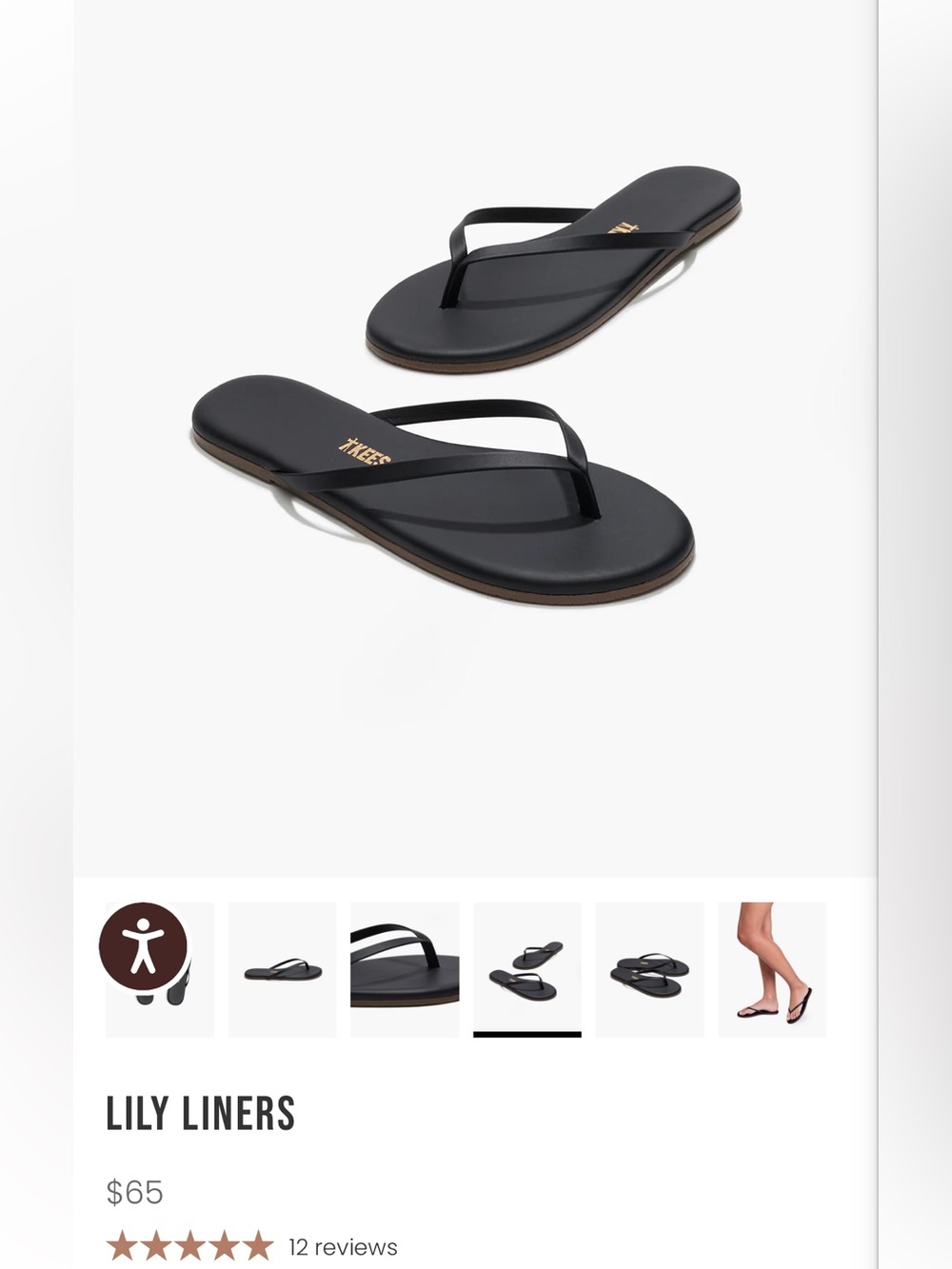 TKEES Black Lily Liners Simple Leather Flip Flops